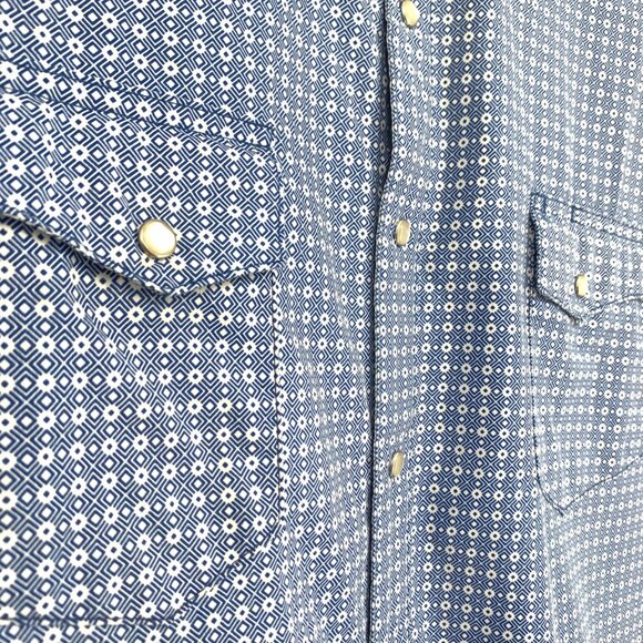 Wrangler Mens 2XL Light Blue Wrancher Snap Front Shirt Long Sleeve Collared - Picture 4 of 12